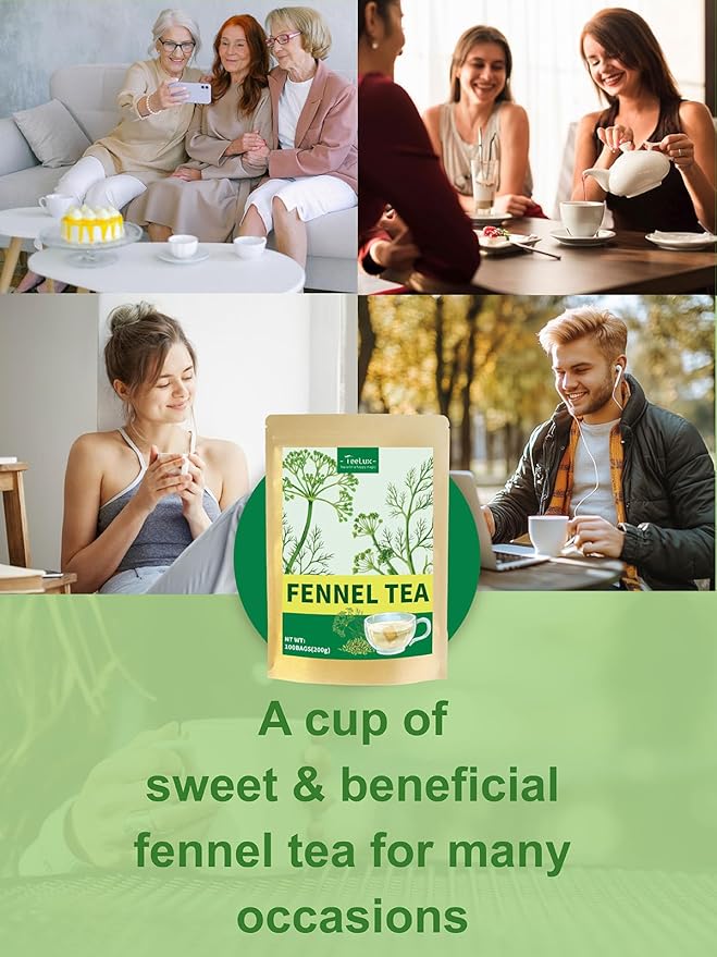 TeeLux Fennel Tea Bags, Pure & Natural Fennel Seeds Herbal Tea, Smooth & Light Spicy Flavor