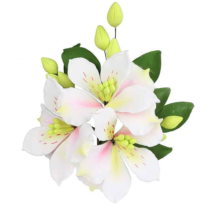 O'Creme Gumpaste Flower Spray, Alstroemeria - Edible Flowers for Cake Decorating - Sugar Paste