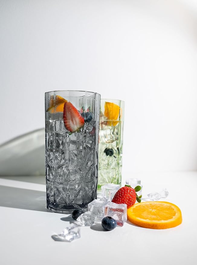 BELLAFORTE Shatterproof Tritan Tall Tumbler Set of 4, 18oz - Myrtle Beach Drinking Glasses