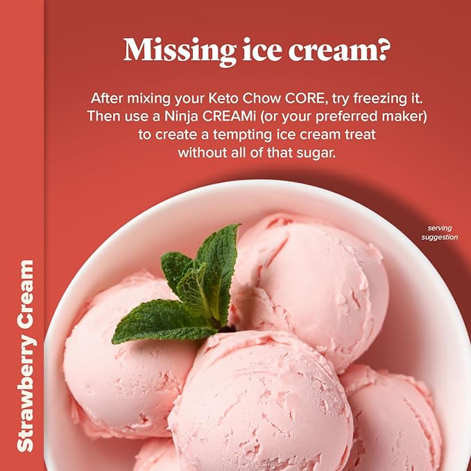 Keto Chow Strawberry Cream - Keto Meal Replacement Shake Powder - Nutritionally Complete - Low Carb