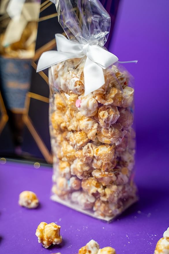 Luxe Bubble Box with Caramel White Chocolate Popcorn by Send A Cake, Ready to Gift, No Assembly