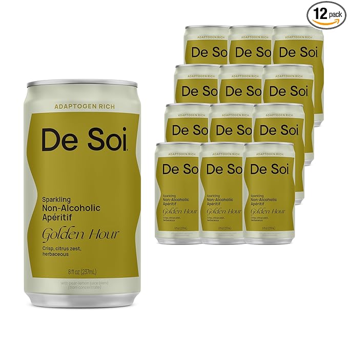 De Soi Golden Hour Mocktails NA Drinks 8 fl oz (12-pack) - Adaptogen Drink, Sparkling Drink with