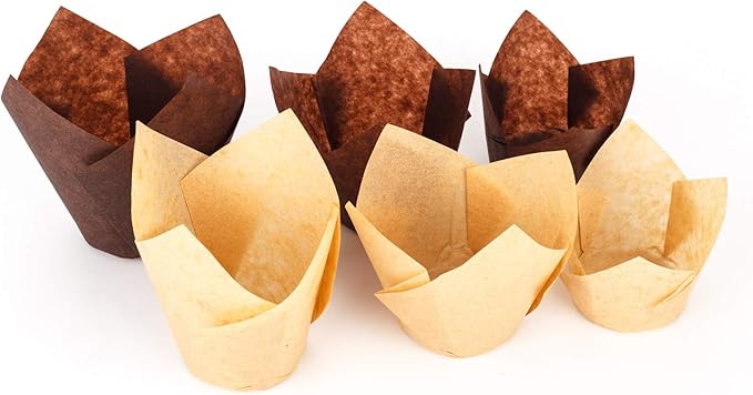GOLDEN APPLE, 200 Pcs Tulip Cupcake Liner Baking Cup Muffin Tins Cups for Weddings, Birthdays, Baby