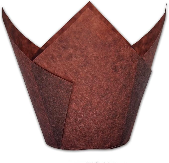 Jumbo Extra Large size Brown Tulip Baking Cups 2-1/4"(Base diameter) x 3-3/4"(Wall height)