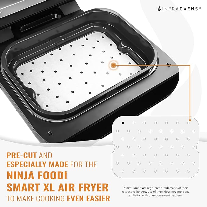 INFRAOVENS Air Fryer Parchment Paper Liners for Ninja Foodi XL Smart FG551 6-in-1 Indoor Grill