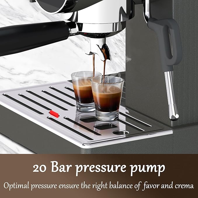 20 Bar Espresso Machine with Milk Frother, Programmable Expresso Coffee Machines with Adjustable