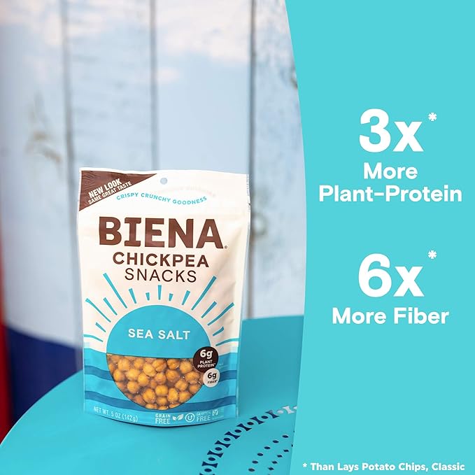 BIENA Chickpea Snacks - Crunchy Roasted Chickpeas - High Fiber Vegan Protein Snacks for Adults and
