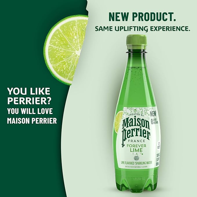 Maison Perrier Forever Lime Flavored Sparkling Water, 16.9 Fl Oz Plastic Water Bottles, 6 Count