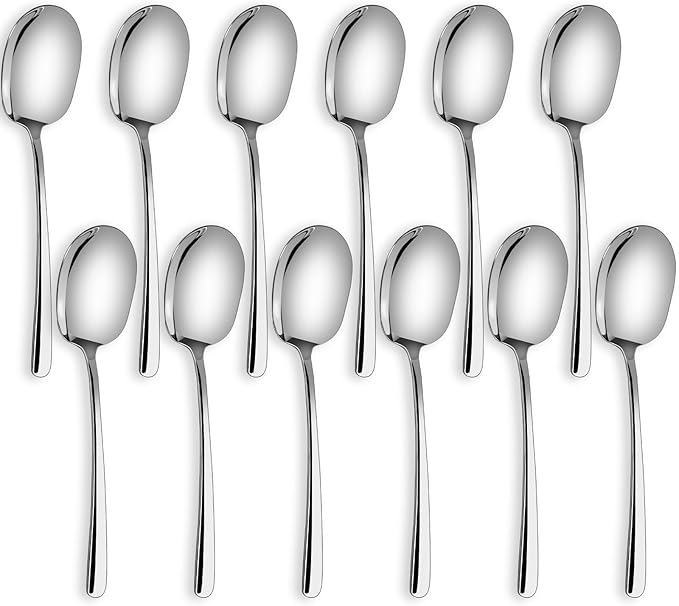 SOLEADER Extra Large Serving Spoons Set of 12,Foodgrade 18/8 12 Inch Stainless Steel Serving
