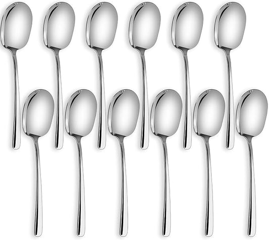 SOLEADER Extra Large Serving Spoons Set of 12,Foodgrade 18/8 12 Inch Stainless Steel Serving
