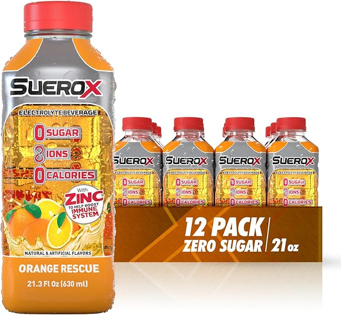 SueroX Sugar Free Sports Drink for Hydration and Recovery, Electrolyte Hydration Drink with 8 Ions