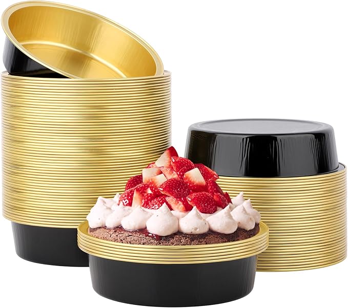 Beasea Aluminum Ramekins 100 Pack, 4" 7.3oz 215ml Disposable Baking Foil Cups Mini Ramekin No Lids