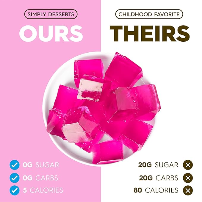 Simply Desserts Sugar-Free Raspberry Jel, 6-Pack - Vegan Dessert, Keto Snacks, Diabetic Friendly &