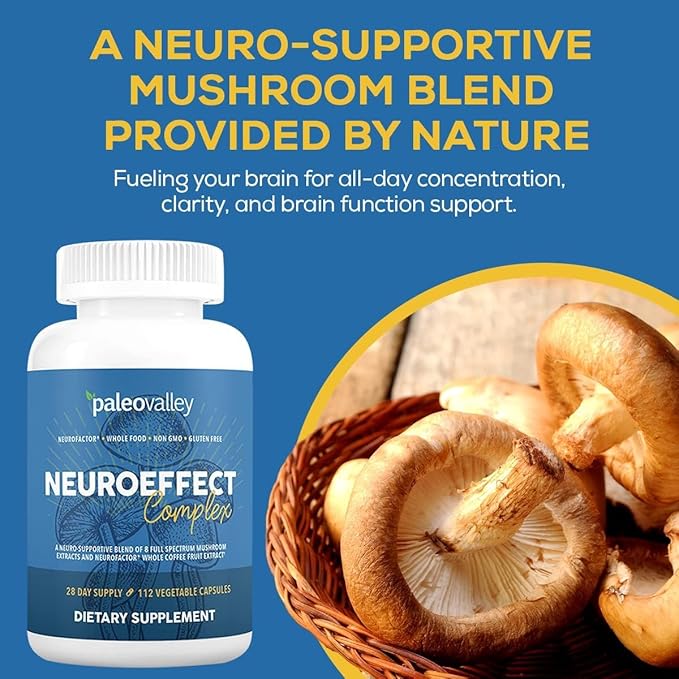 Paleovalley NeuroEffect - Neuro Mushroom Coffee Nutritional Supplement for Focus, Memory, and