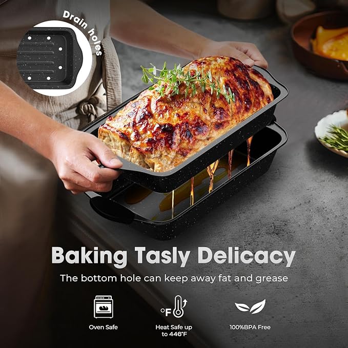11-Piece Nonstick Baking Pan Set, Stackable Bakeware Sets, Oven Pans for Baking with Silicone