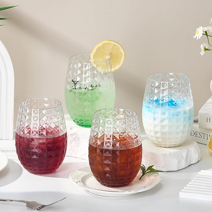 20 Pack Plastic Wine Glasses, 16Oz Disposable Wine Glasses Unbreakable Clear Plastic Cocktail