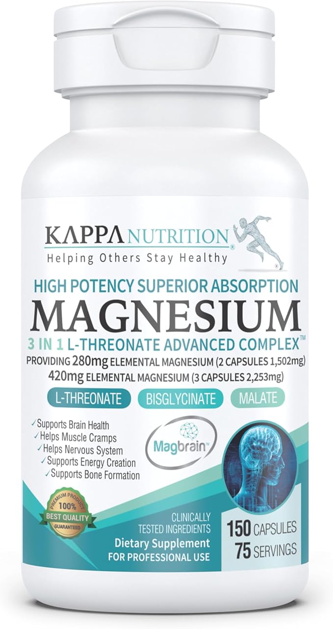Kappa Nutrition Magbrain??Magnesium L-Threonate Plant-Based, 420mg Elemental Magnesium (3 Capsules)