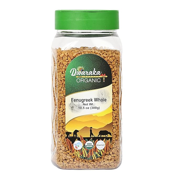 Dwaraka Organic - Fenugreek Seeds, 10.5oz, Healthy, Organic, Non GMO, All Natural