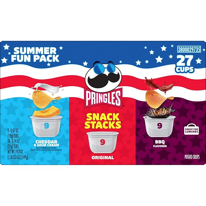 Pringles Potato Crisps Chips, Lunch Snacks, On-the-Go Snacks, Snack Stacks, Variety Pack, 19.36oz