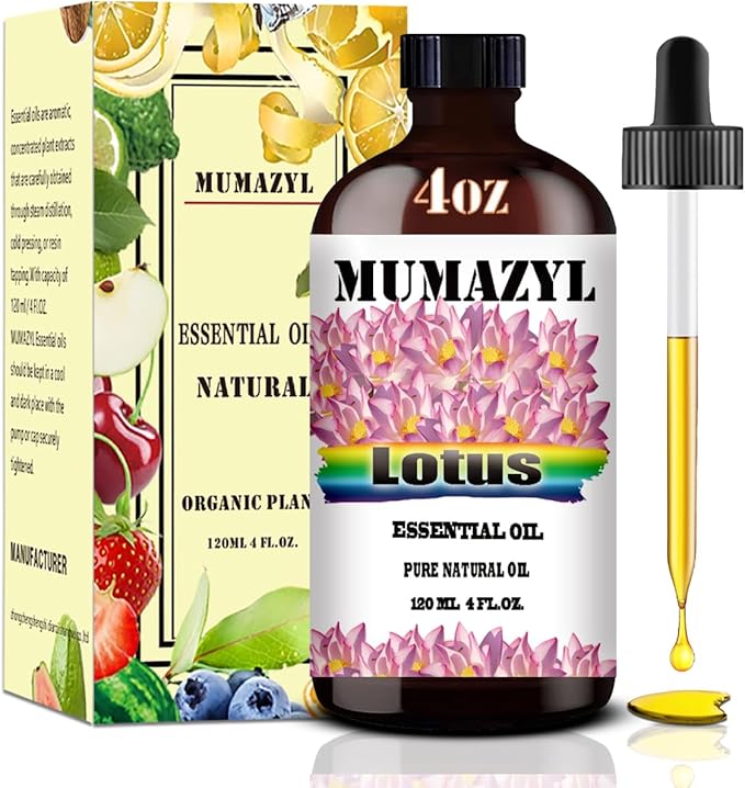 Lotus Essential Oil, Lotus Oil 4 Fl Oz 120ML for Diffuser Humidifier Yoga Cleaning DIY Candle Soap