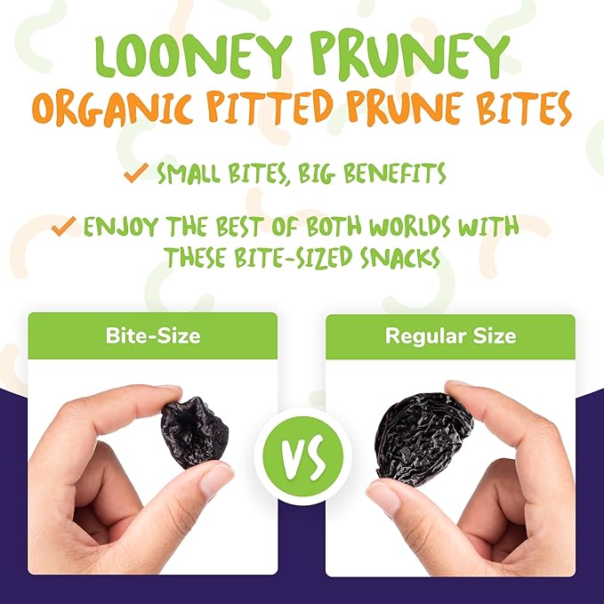Looney Pruney Smalls Fruit Snacks | Naturally Sweet Bite-Sized Prunes | Organic Fruit Snack Packs