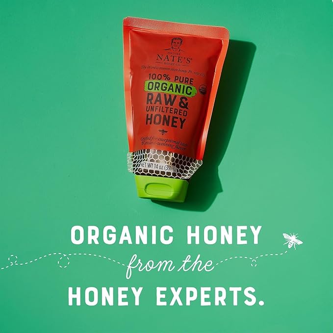 Nature Nate's 100% Pure USDA Organic Raw & Unfiltered Honey, 14 oz. No-Drip Sustainable Squeeze