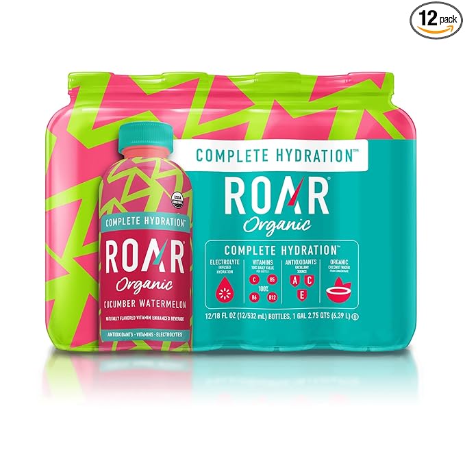 Roar Organic Electrolyte Infusions - USDA Organic - Cucumber Watermelon - with Antioxidants, B