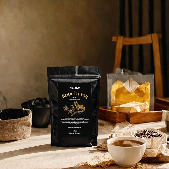 MATINÉE Wild Kopi Luwak Coffee Whole Beans, Medium Roast Luwak Coffee Gifts, Produce of Vietnam