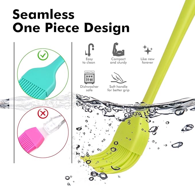 HOTEC 600℉ Heat Resistant BPA Free Silicone Marinading Meat Grill Basting Pastry Brush for Oil