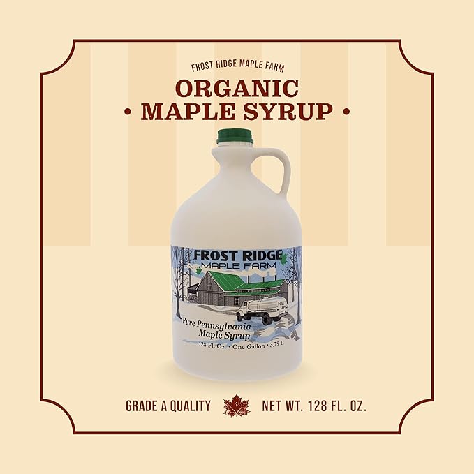 Frost Ridge Maple Farm, Organic Maple Syrup, Grade A, Gallon (128 FL Oz), Dark Robust (formerly
