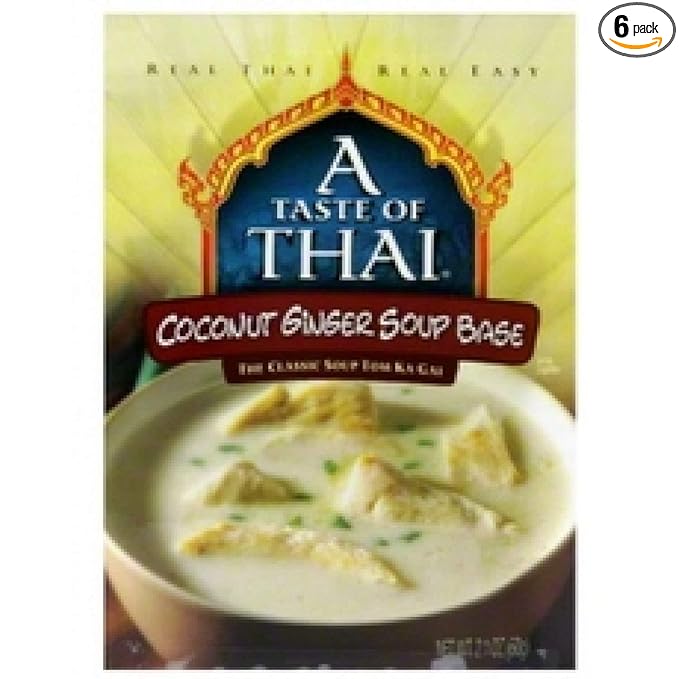 A Taste of Thai Coconut Ginger Soup Base - 2oz Pack of 6 Ready-to-Use Mix | Flavored with Classic