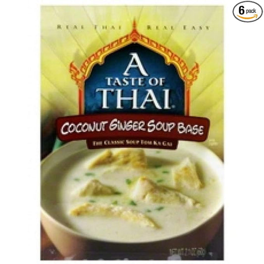 A Taste of Thai Coconut Ginger Soup Base - 2oz Pack of 6 Ready-to-Use Mix | Flavored with Classic