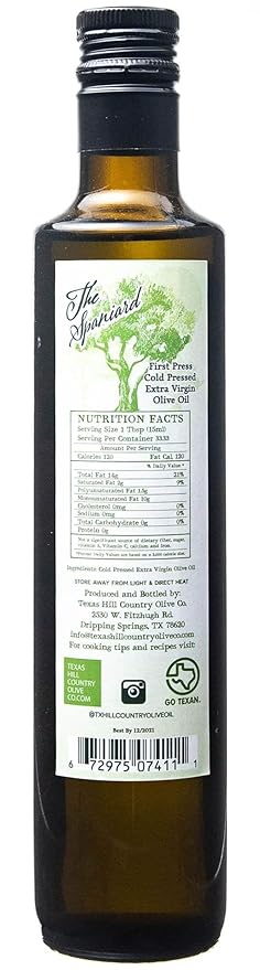 Texas Hill Country Olive Co Spaniard Extra Virgin Olive Oil - Cold Pressed EVOO Gourmet Olive Oil