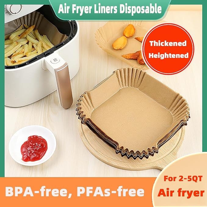 200PCS Air Fryer Liners Disposable,Victoyaw 8 Inch Square Air Fryer Parchment Paper Liners for