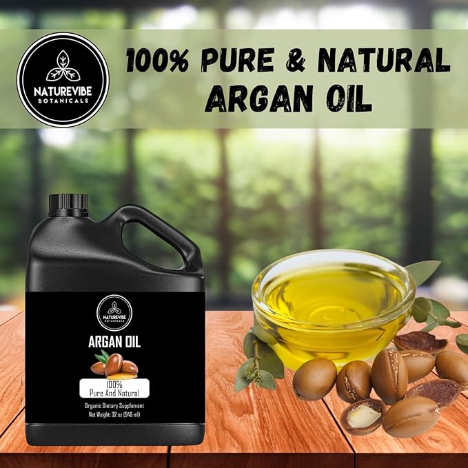 Naturevibe Botanicals Argan Oil 32 Fl oz ??Cold Pressed, Unrefined, Pure Moroccan Argan Oil for