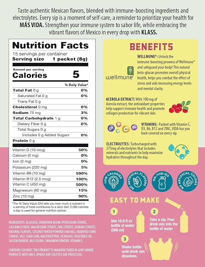 Hydration + Immunity Electrolyte Drink Mix ??Strawberry Horchata Agua Fresca | Sugar-Free Powder