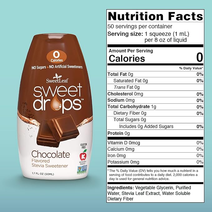 SweetLeaf Sweet Drops - Flavored Stevia Liquid Sweetener, Stevia Extract, Zero Calories, Gluten