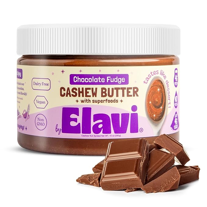 ELAVI Keto Cashew Butter, Kid-Friendly, Low-Sugar Dessert Spread | Vegan, No Added Sugar, No Sugar
