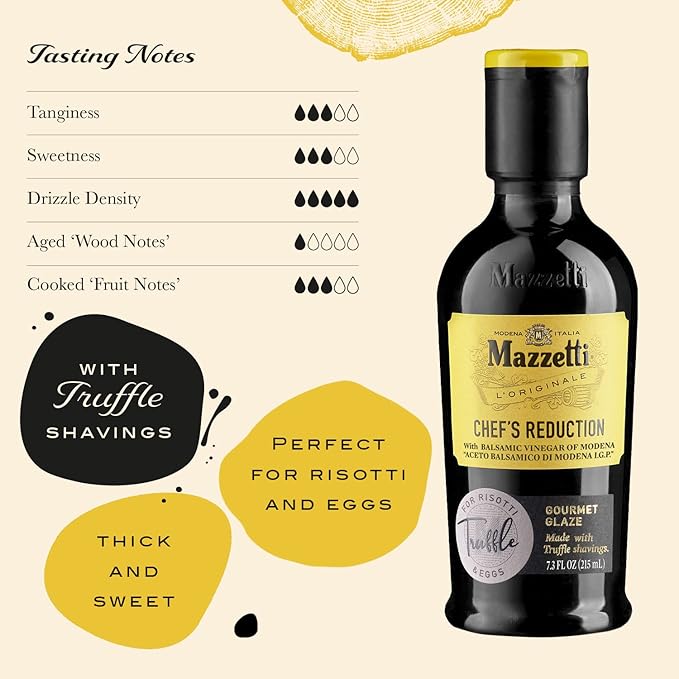 Mazzetti Truffle Balsamic Vinegar Glaze of Modena PGI | Thick & Rich | Perfect for Pasta, Risotto &