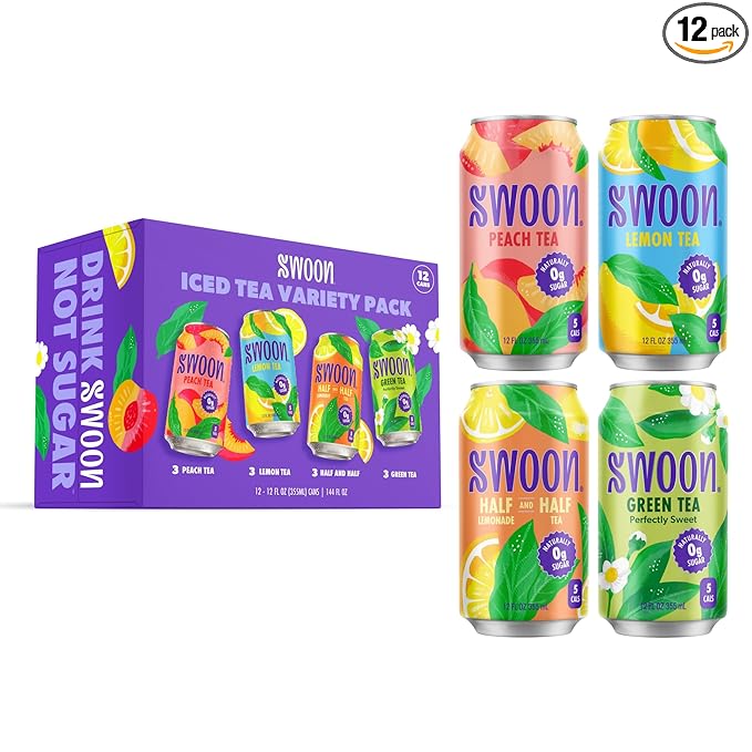 Swoon Iced Tea Variety Pack - Low Carb, Paleo-Friendly, Gluten-Free Keto Drink - Half + Half