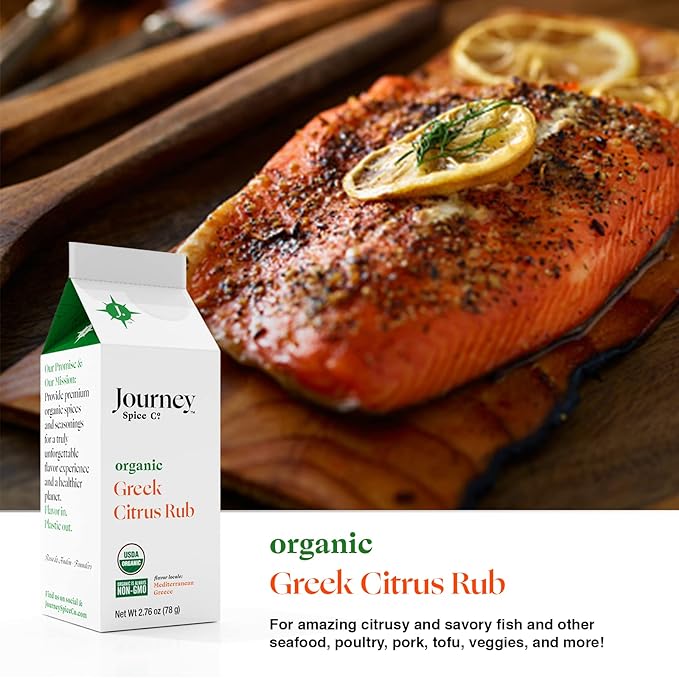 Gourmet Organic Greek Citrus Rub & Mediterranean Herb Blend Seasoning Gift Set by Journey Spice Co.