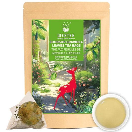 WT WEETEE Soursop Leaves Tea Bags, Made with 100% Pure Soursop Graviola/Guanabana Leaves, Natural
