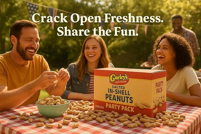 Gurley's Premium Peanuts In-Shell, Fire Roasted & Salted In Shell Peanut, Bulk Party Pack, 10 lb