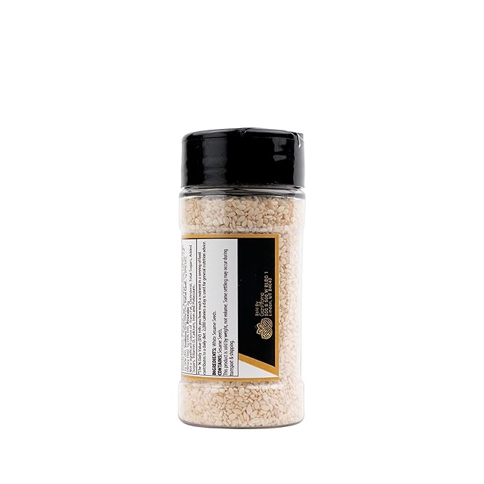 GranAroma White Sesame Seeds, Garnish & Seasoning, Versatile Seeds, Nutty Flavor (2.24 Ounce)
