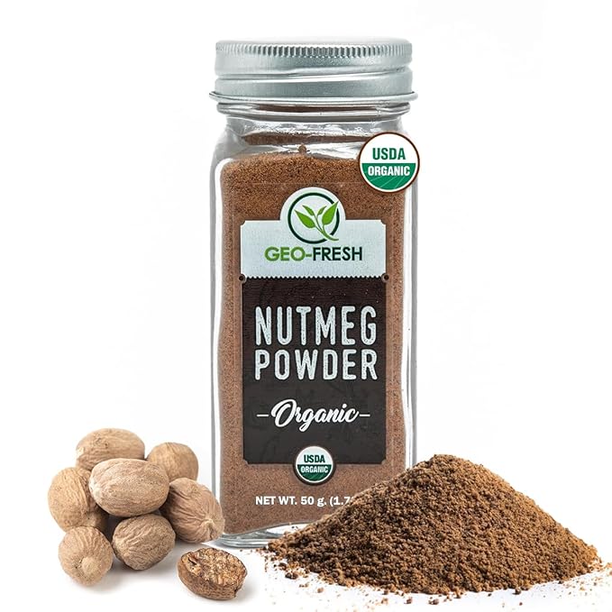 Geo-Fresh Organic Nutmeg Ground Powder, 1.76 oz (50g) - Ground Nutmeg for Baking & Cooking
