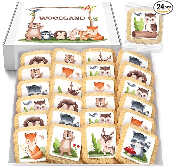 Woodland Cookies Baby Shower Birthday Themed | Individually Wrapped | Party Favors | 24 Pack Bulk |