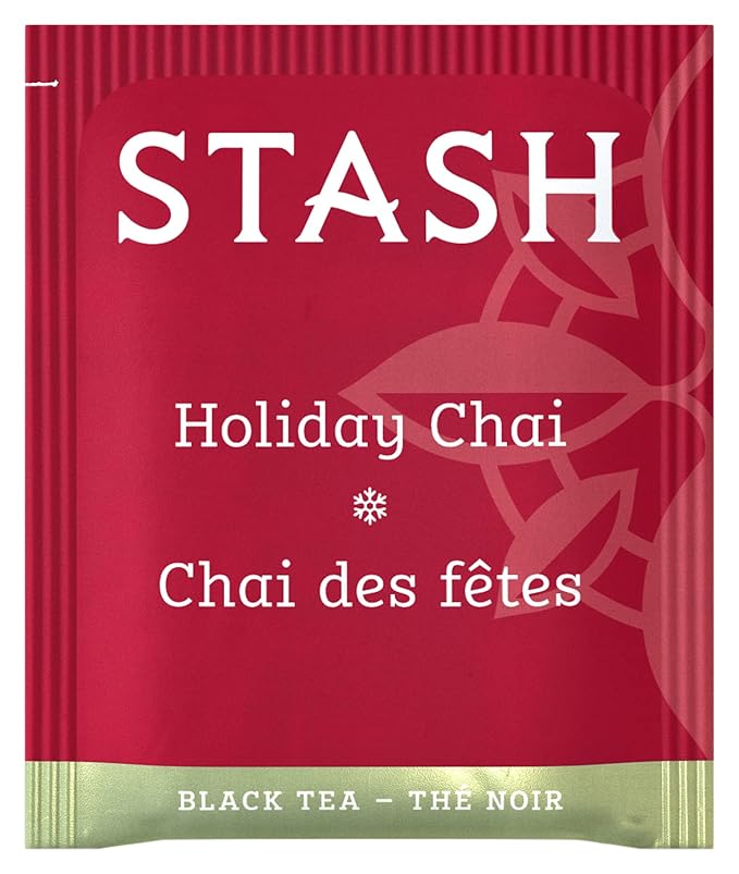 Stash Tea Holiday Chai Tea 18 Count Tea Bags (Pack of 6), Individual Spiced Black Tea Bags for Use