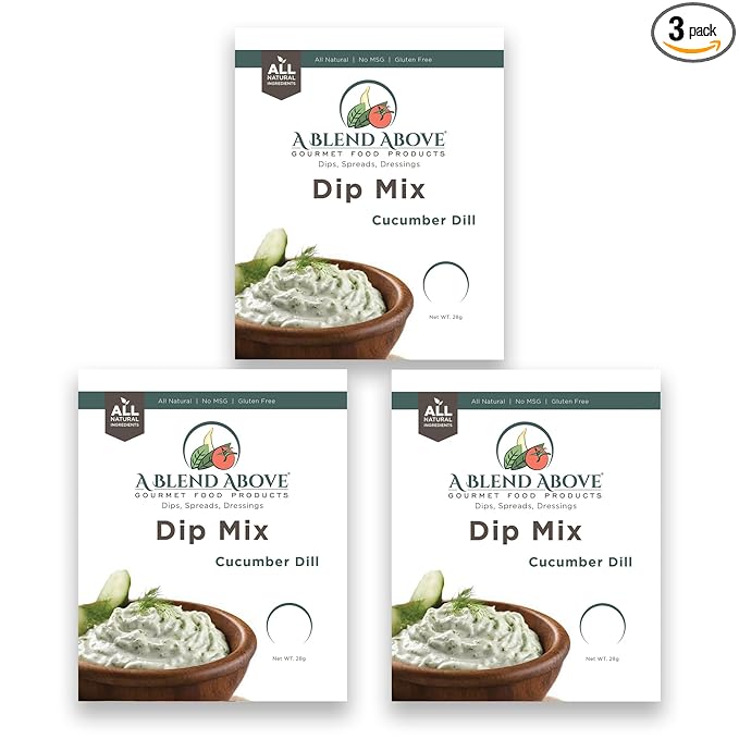 A Blend Above Cucumber Dill Dip Mix, 1oz, (3 Pack), Gluten-Free, No MSG, All Natural, No
