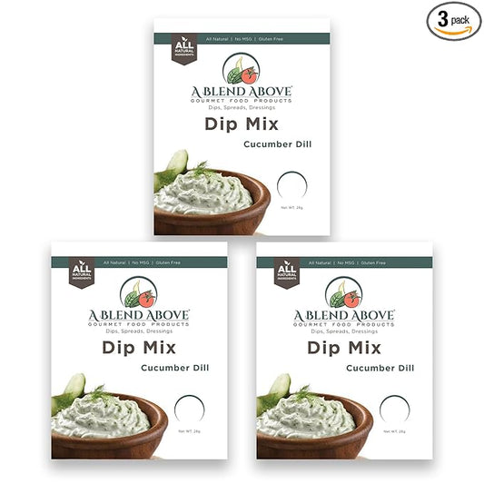 A Blend Above Cucumber Dill Dip Mix, 1oz, (3 Pack), Gluten-Free, No MSG, All Natural, No