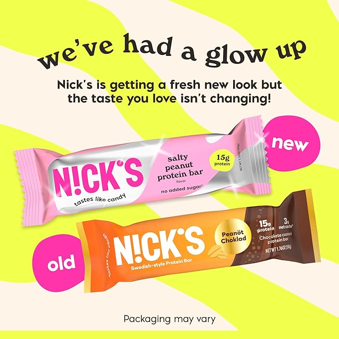 NICKS Protein Bars Chocolate Peanut | 15g protein | 200 calories | Low Carb Keto Friendly Snacks No